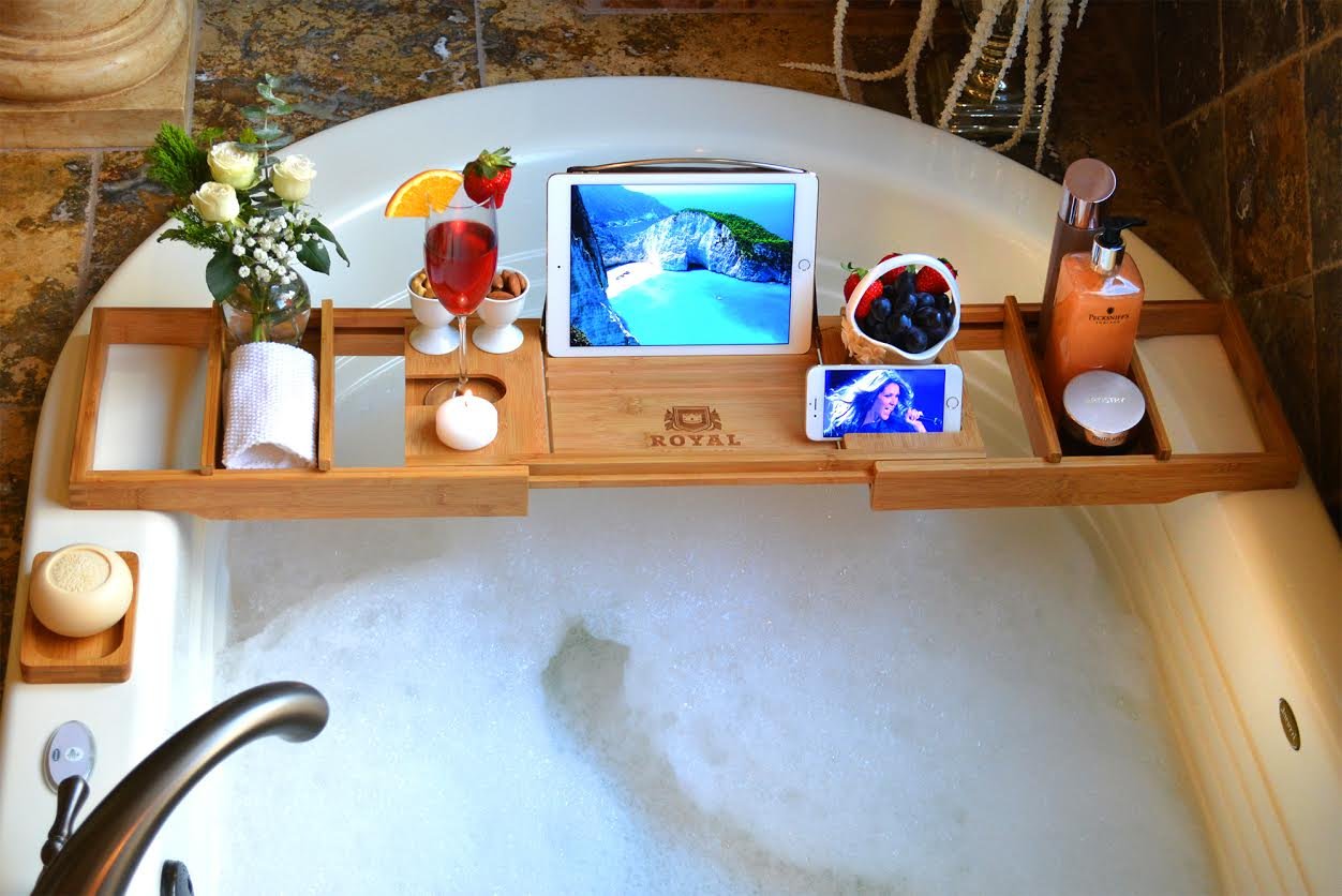 bamboo bathtub caddy tray